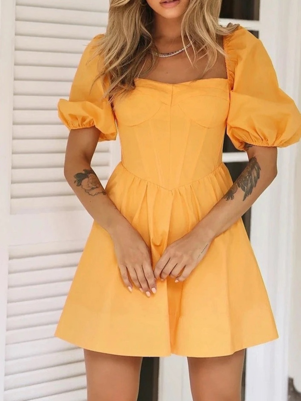 All About May Australian Corset Mini Puff Sleeve Dress 4